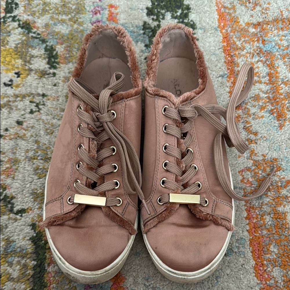 Aldo Pink Sneakers with Suede Texture and White Accents